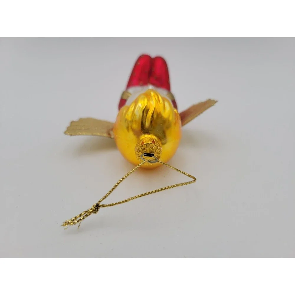 Vintage Glass Praying Angel Ornament With Gold Cloth Wings‎